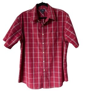 Dockers Red Plaid Short Sleeve Button Down Shirt Men's XL 17/17.5
